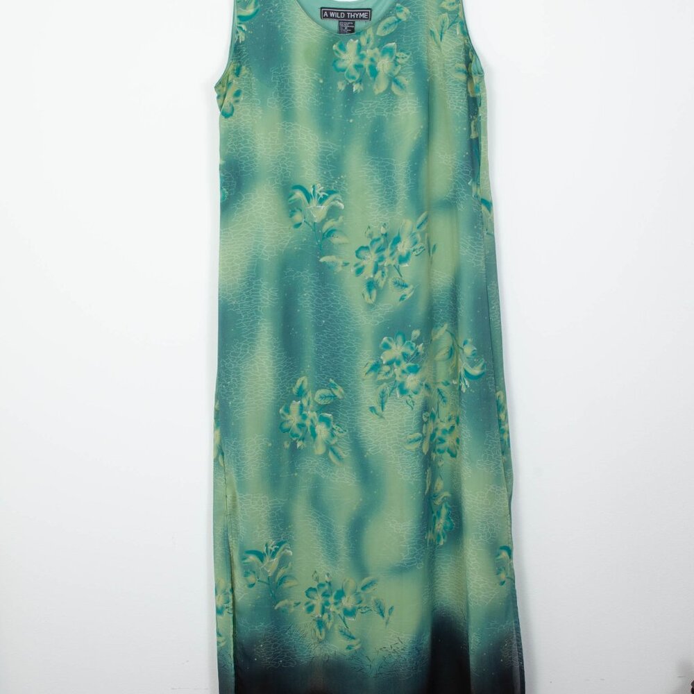 A Wild Thyme Womens A-Line Floral Ombre Maxi Dress Size 10 Boho Whimsigoth Fairy